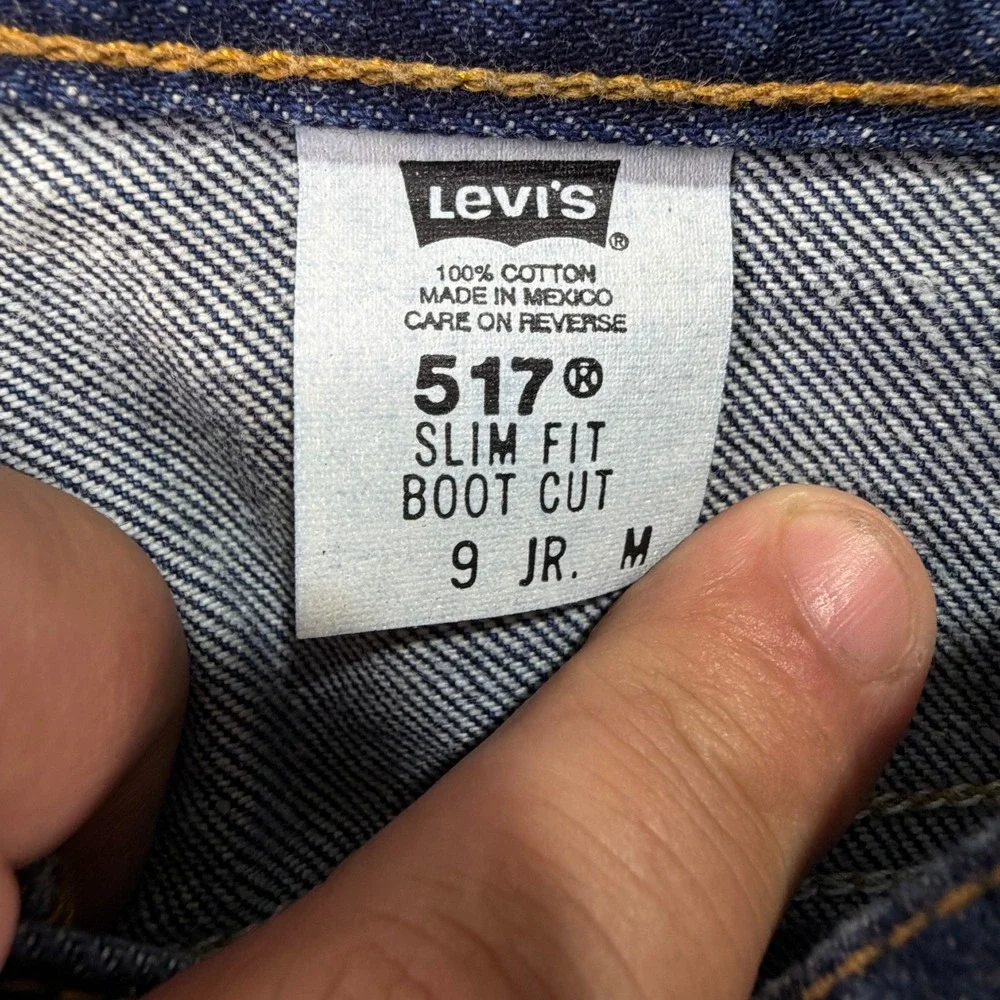 Levi's Jeans Juniors 9 M 517 Slim Fit Boot Cut Dark Wash Denim NEW